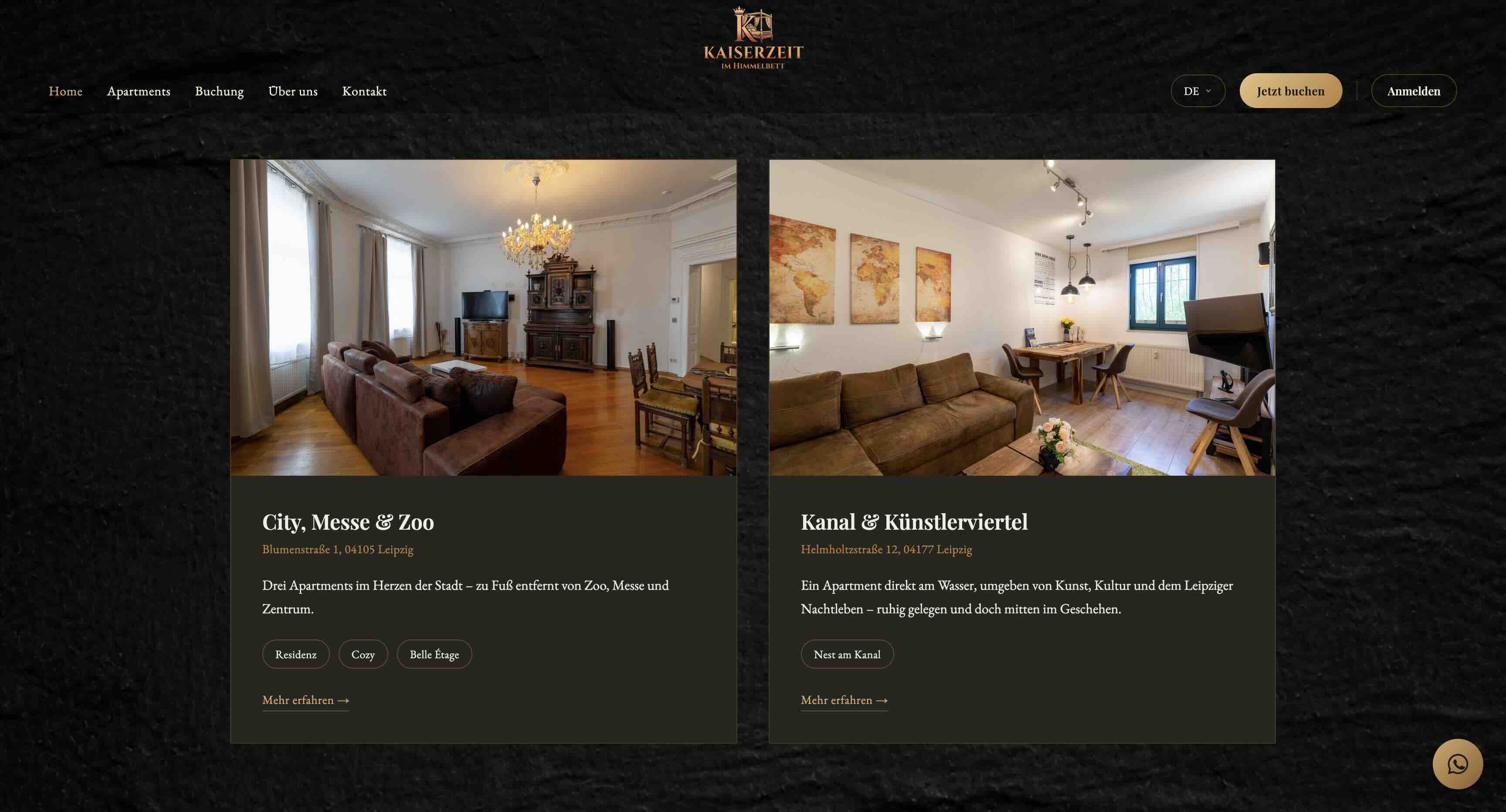 Website KAISERZEIT im Himmelbett